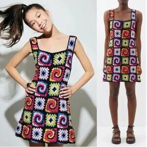 Sold! Staud Psychedelic Crochet Knit Dress Small Retro Mod